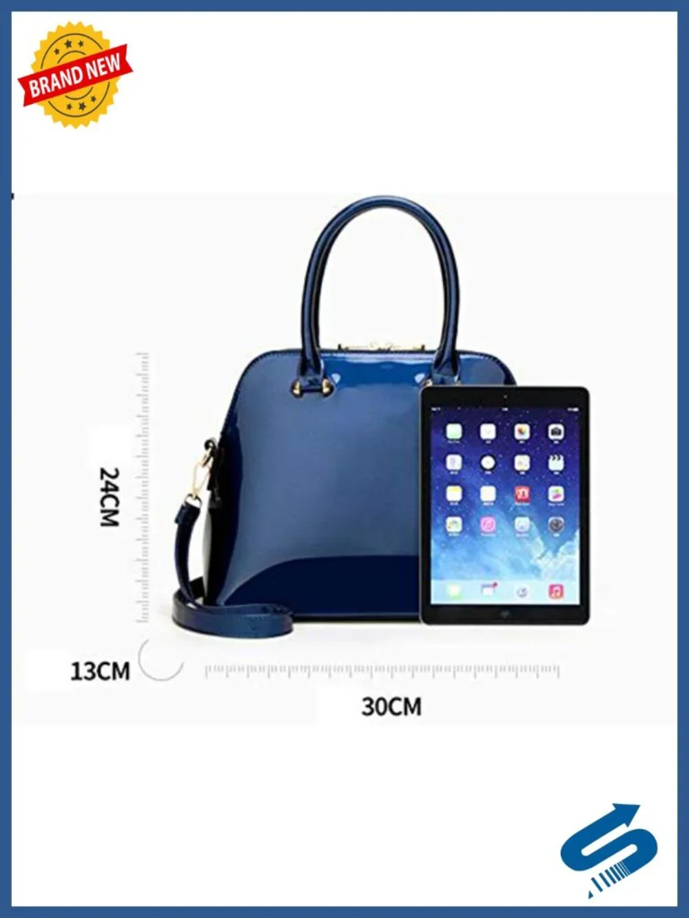 Patent Leather Tote Handbag Elegant Top Handle Purse with Shoulder Strap